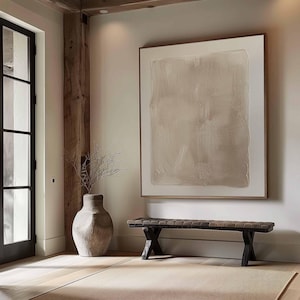 Arte texturizado Wabi-Sabi Beige Arte minimalista Arte de pared minimalista texturizado Beige Pintura Wabi-Sabi Decoración moderna para el hogar Decoración neutra para el hogar en tonos beige