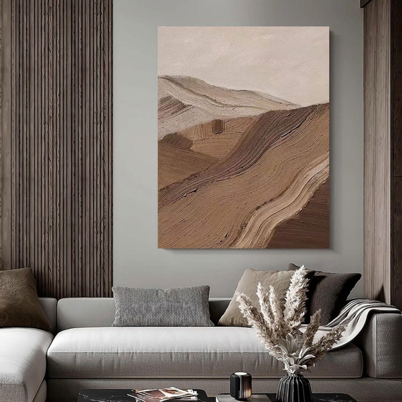 Brown Abstract Large Painting Brown Canvas Wall Art Texture Etsy