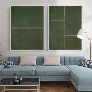 Green Minimalist Art Set: Modern Living Room Wall Decor image 2