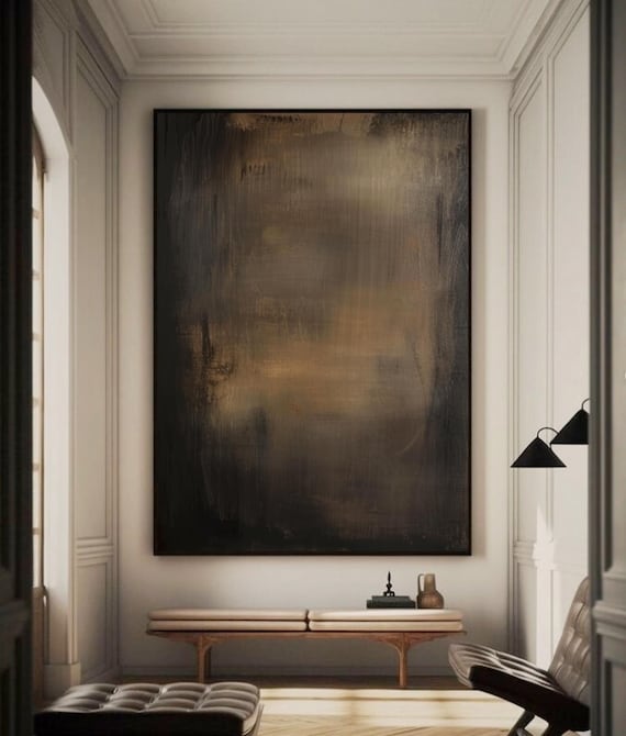 Extra Large Wall Art Brown Abstract Canvas Wabi-sabi Painting