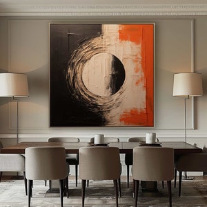 Modern Living Room Wall Decoration The Art Behind The Sofa Black Minimalist Painting Black Texture Art Beige Wall Decor Minimalist Wall Art image 5