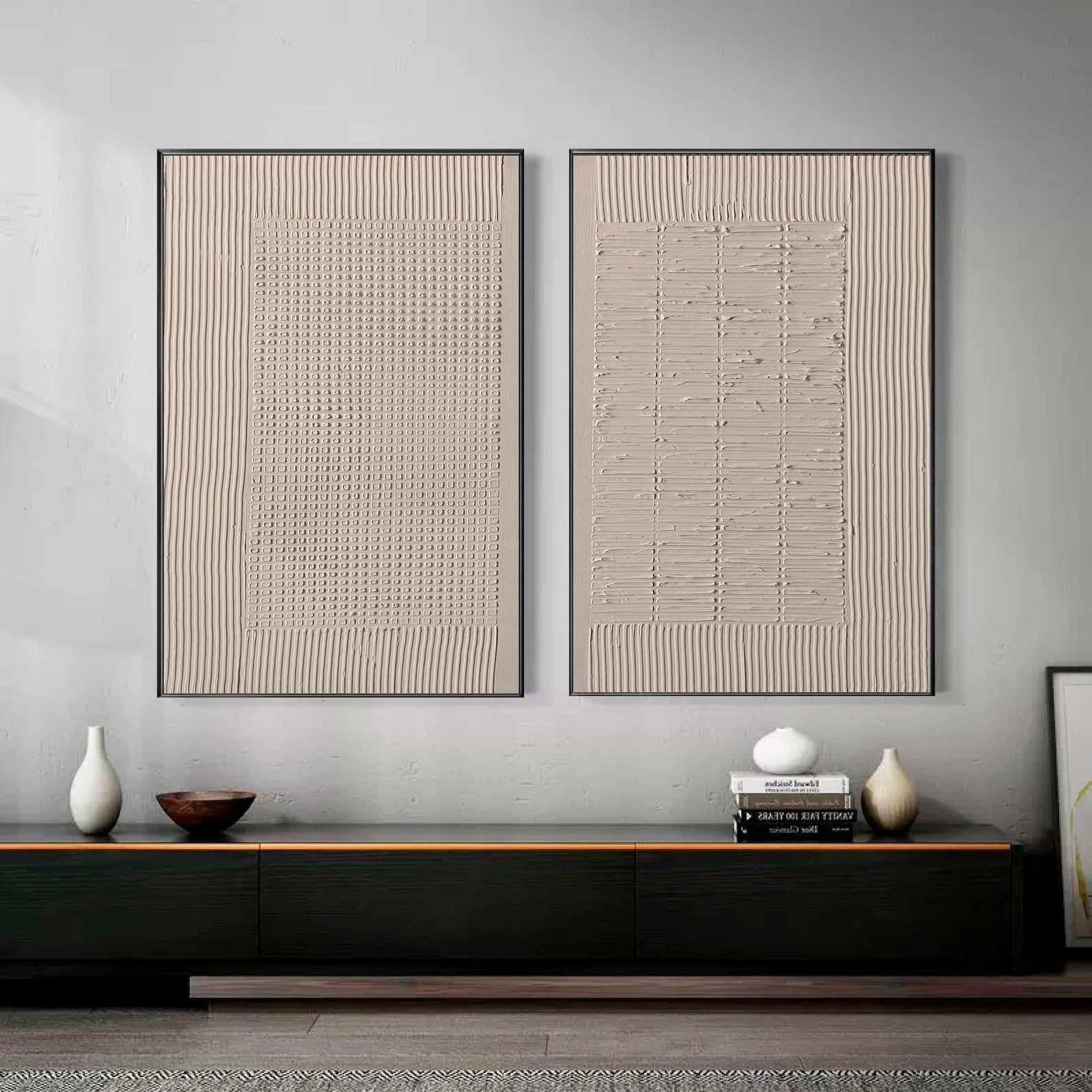 Beige Minimalist Art Set of 2: Earth Tone Living Room Wall Decor - Etsy UK