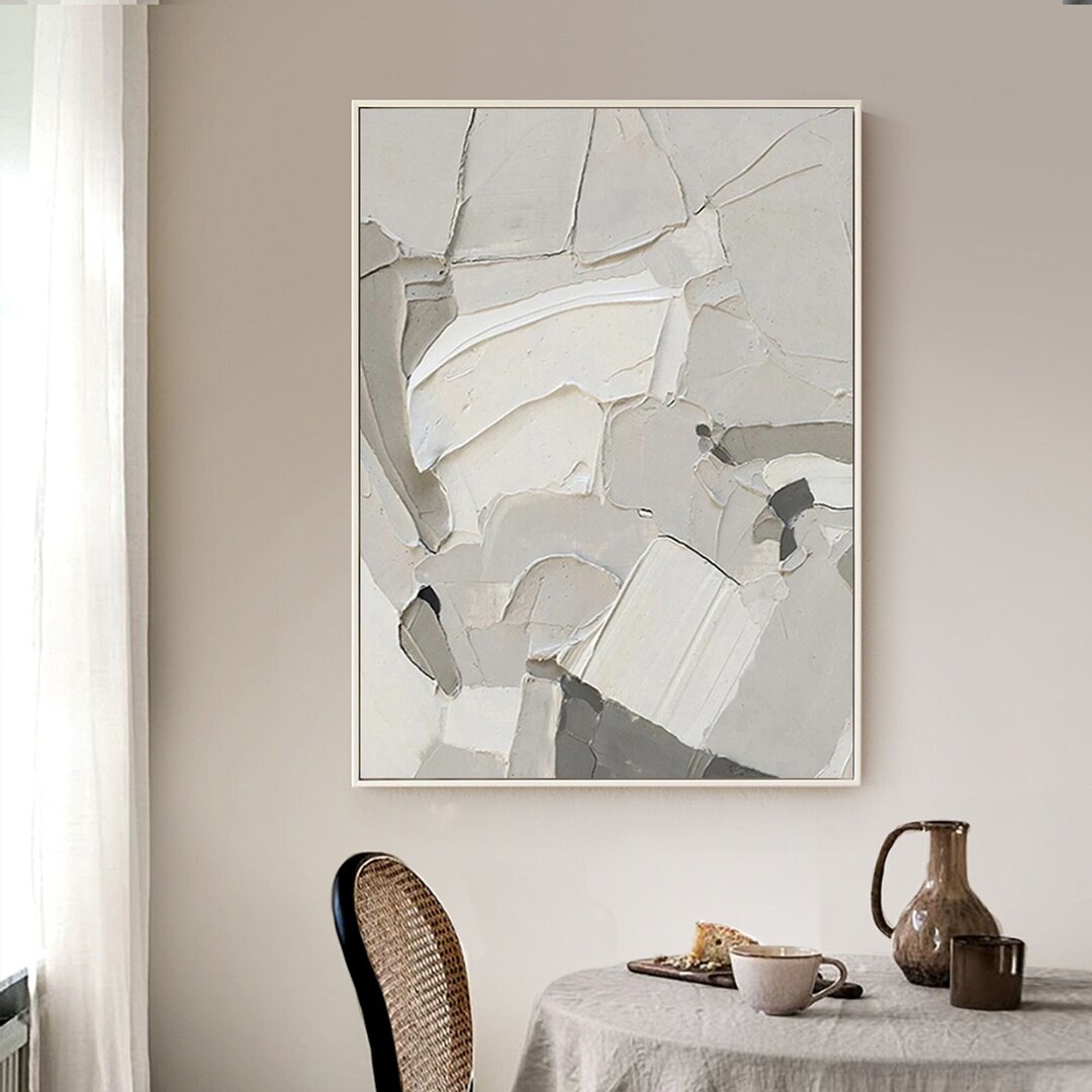 Gray White 3dtexture Painting White Gray Minimalist Art Gray Canvas Wall Art White Gray Texture