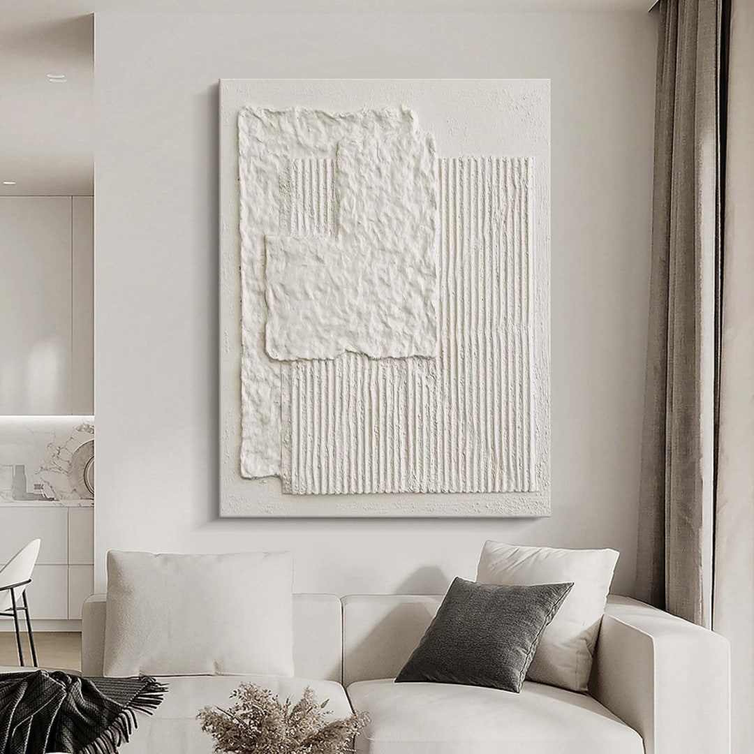 White Plaster Wall Decor Pure White Abstract Art Wabi-sabi Textured Art ...