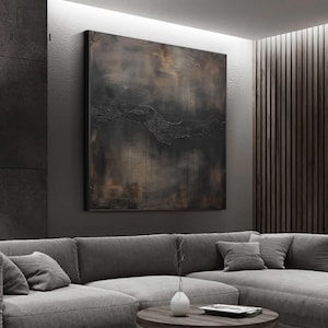 Braune Strukturmalerei: Wabi-Sabi Minimalistische Wandkunst