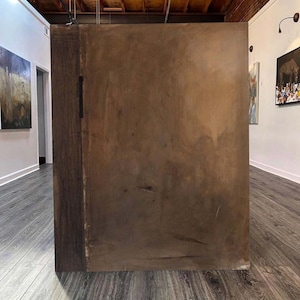 Pintura Wabi-Sabi Marrom, Pintura Abstrata Marrom Escuro, Pintura a Óleo Medieval Marrom, Decoração de Parede Minimalista Preta, Arte de Parede em Tela Preta imagem 3