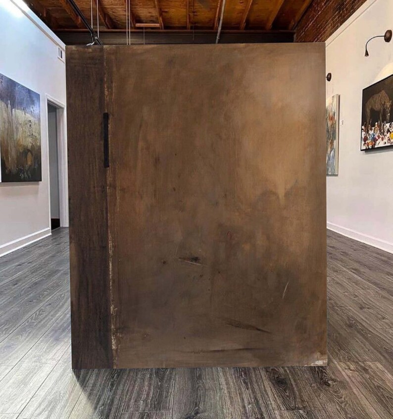 Pintura Wabi-Sabi Marrom, Pintura Abstrata Marrom Escuro, Pintura a Óleo Medieval Marrom, Decoração de Parede Minimalista Preta, Arte de Parede em Tela Preta imagem 3