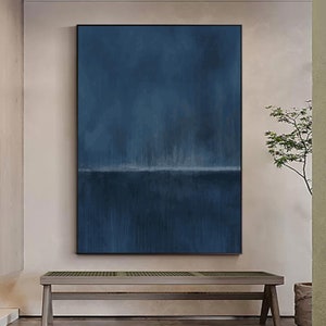 Puur blauwe minimalistische kunst Textuurkunst Minimalistische kunst Puur blauwe muurdecoratie Puur blauwe muurkunst Blauwe muurkunst Modernistische abstracte kunst afbeelding 2