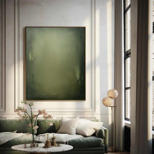 Modern Painting Olive Green Minimalist Art Olive Green Abstract Painting Neutral Green Painting Pure Green Wall Decor Wabi-Sabi Wall Art image 5