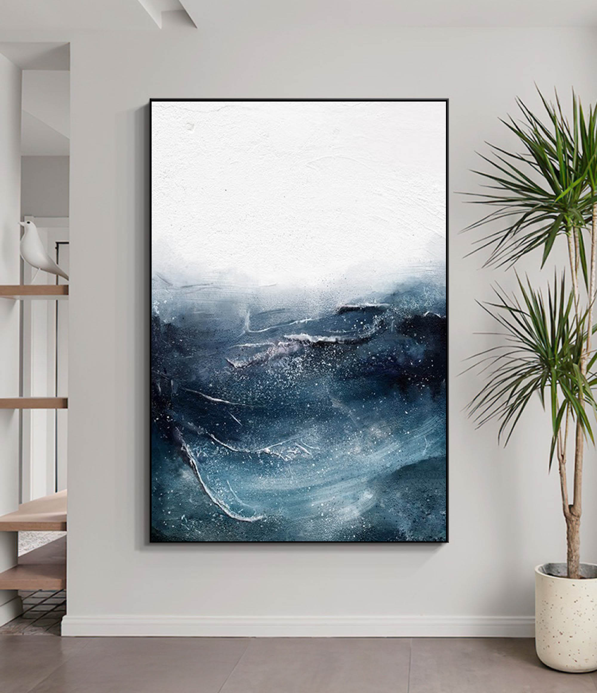 Modernist Blue Landscape Art Blue Texture Art Minimalist Art Etsy