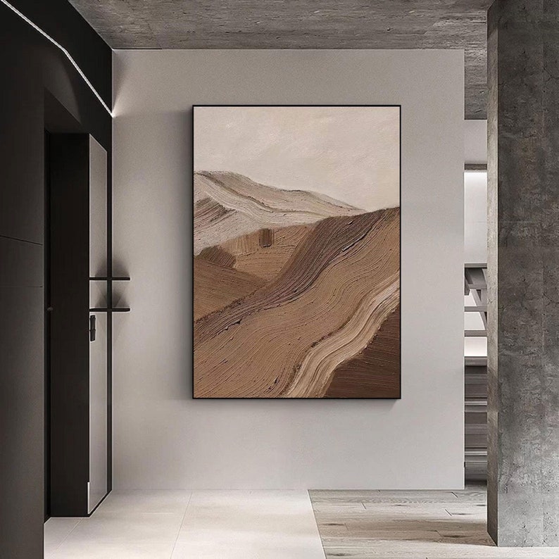 Brown Abstract Large Painting Brown Canvas Wall Art Texture Etsy