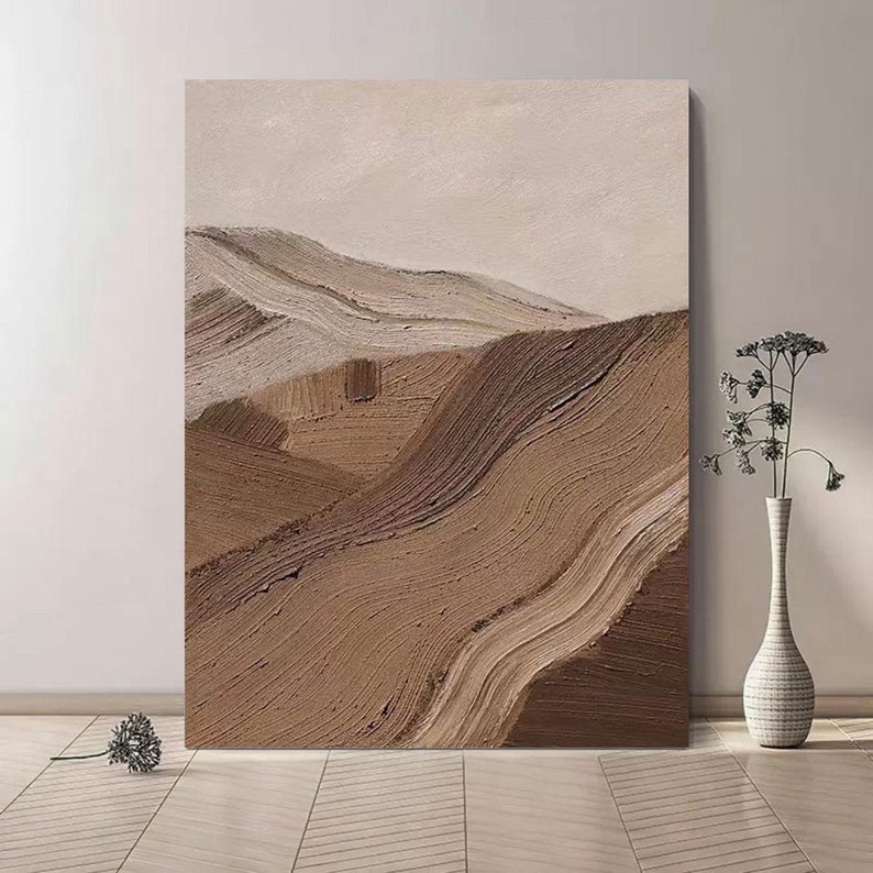Brown Abstract Large Painting Brown Canvas Wall Art Texture Etsy