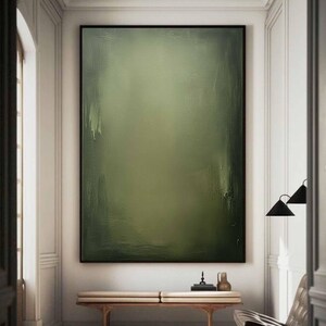 Modern Painting Olive Green Minimalist Art Olive Green Abstract Painting Neutral Green Painting Pure Green Wall Decor Wabi-Sabi Wall Art image 4