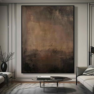 Vintage Brown Abstract Painting Brown Wabi-sabi Wall Art Medieval Black ...