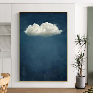 Emerald Blue Cloud Painting· Emerald Blue Wall Art · Abstract Art Painting · Minimalist Wall Art · Maximalist Decor · Dark Blue Wall Art