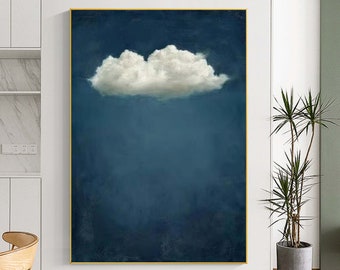Emerald Blue Cloud Painting· Emerald Blue Wall Art · Abstract Art Painting · Minimalist Wall Art · Maximalist Decor · Dark Blue Wall Art