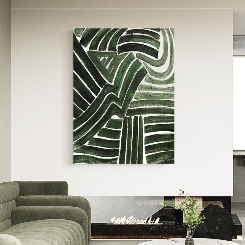 Green Abstract Art Green Abstract Wall Art Green Artwork Green Etsy
