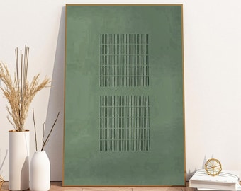 Green Texture Painting: Wabi-Sabi Minimalist Wall Art