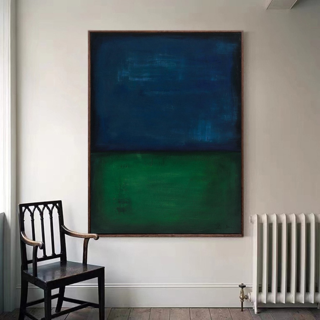 Blue Green Minimalist Painting Blue Green Abstract Painting Blue Green