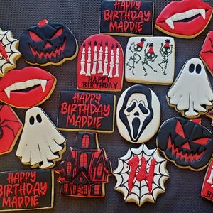 Halloween birthday decorated sugar cookies