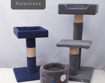 Poste rascador para gatos, sólido, hecho a medida, con variedad de tapas. Fuerte y resistente, construido para durar. Calidad australiana. Sisal de grado marino de 8 mm.