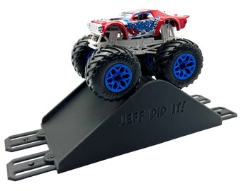 Jeff Did It! - Hot Wheels Monster Truck - 2 Lane Roll Over Ramp / Jump - 3D Printed - Designed and Made in the USA - Free Shipping