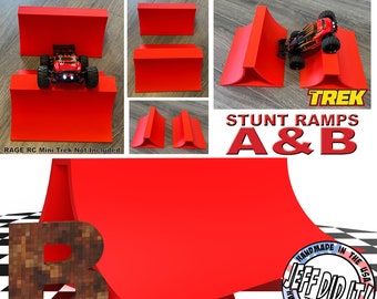 1/24th Monster Truck Extreme Stunt Ramp B - XTRA WIDE 300mm - Works as Display Stand - Includes Anti Slip Rubber Feet