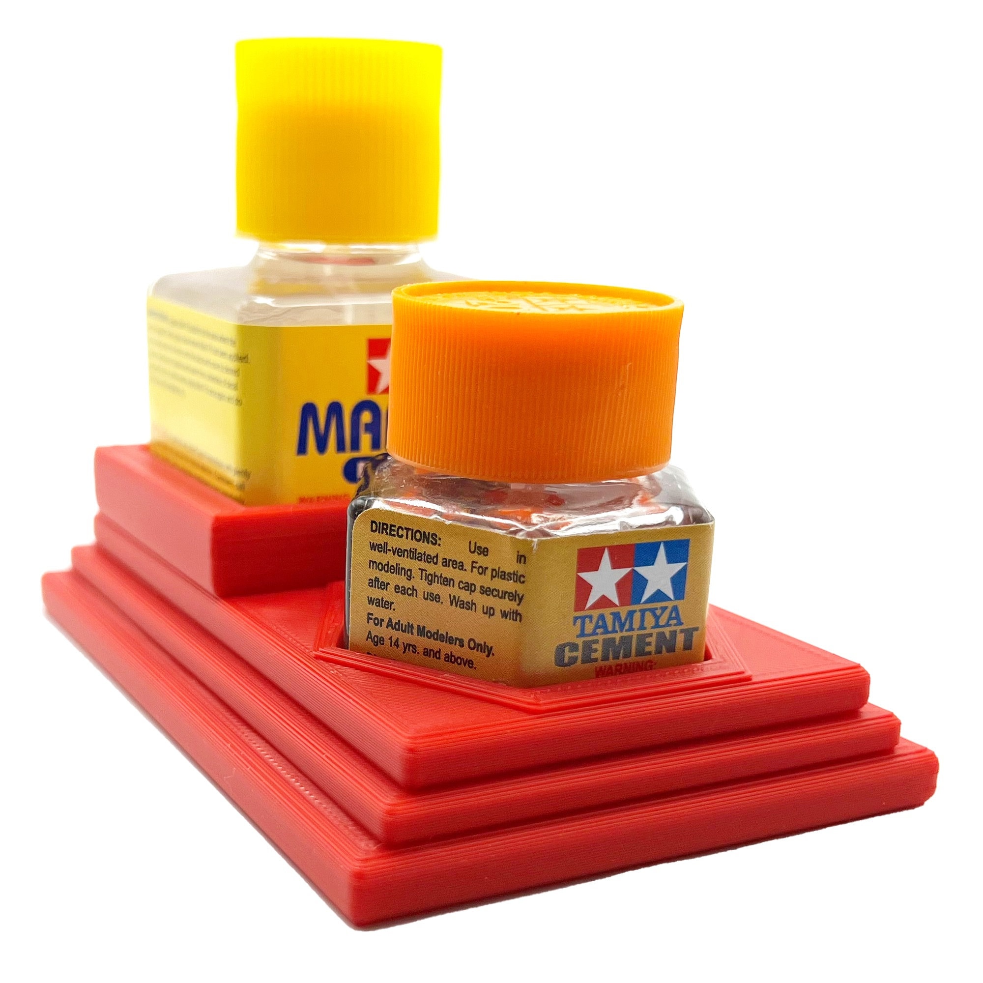 Anti-tip 3D Printed Tamiya Glue Bottle Holder Dual Square and Hex With  Rubber Feet Tamiya 87038 87012 