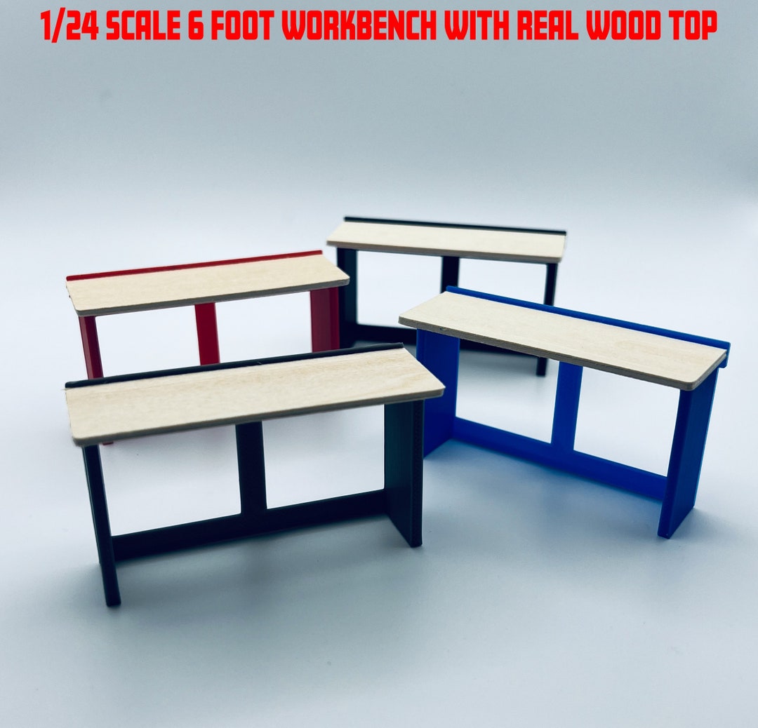 1/24 Scale 6 Foot Work Bench With Real Wood Top Surface Perfect Edition ...
