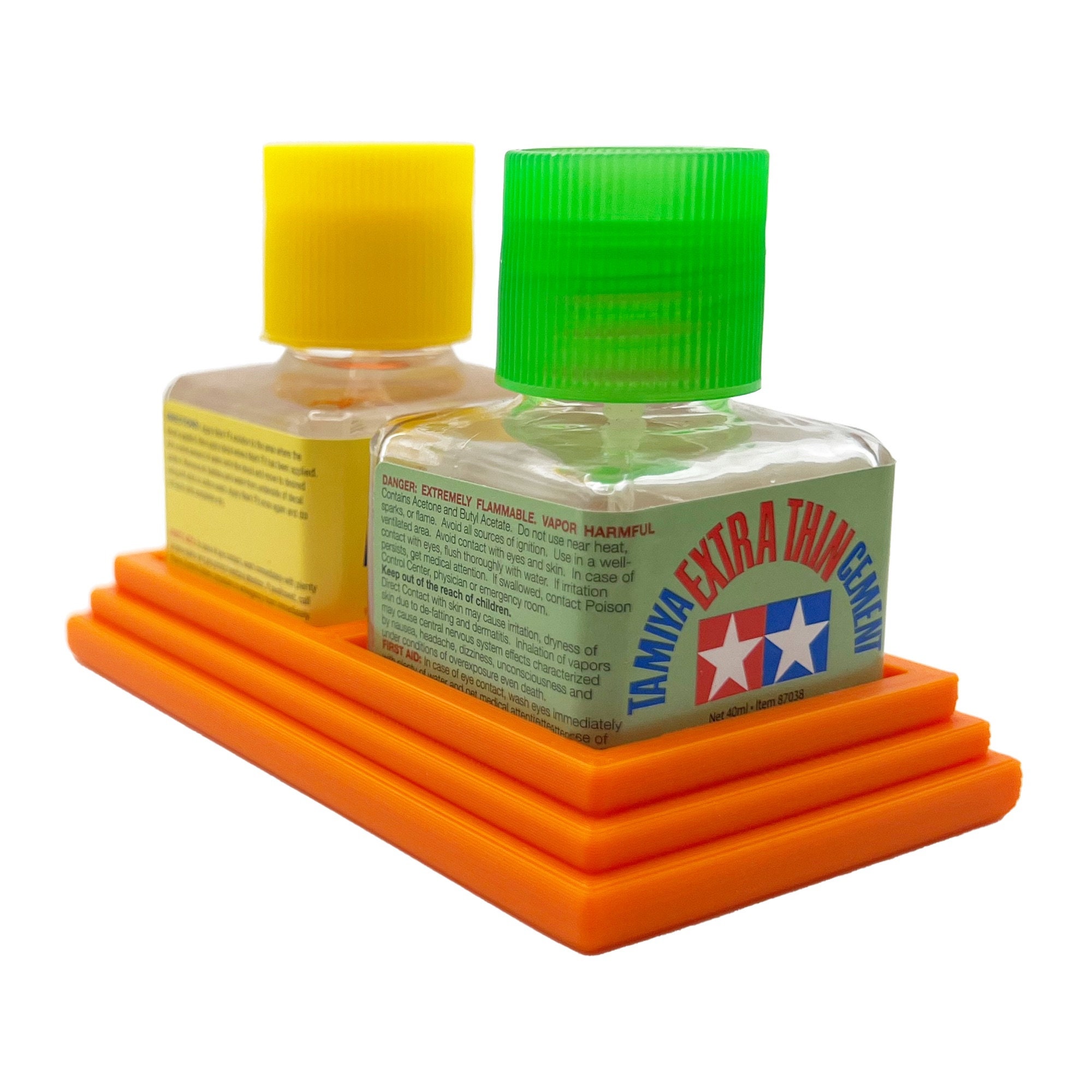 Anti-tip 3D Printed Double Tamiya Glue Square Bottle Holder With