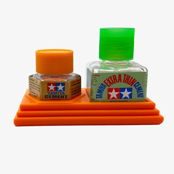 Anti-tip 3D Printed Tamiya Glue Bottle Holder Dual Square & Hex Style 1  Each W/rubber Feet Holds 2 Tamiya 42ml Square and 1 20ml Hex Bottle 