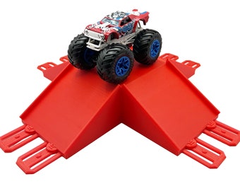 Jeff Did It! - Hot Wheels Monster Truck - 2 Lane 4 Way Table Top Jump - 3D Printed - Designed and Made in the USA - Free Shipping