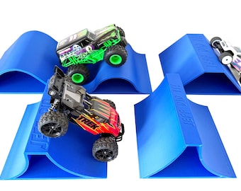 1/24th Monster Truck Ramp Set 1 Includes 5 Stunt/Jump Ramps - 200MM - Works as Display Stand - Includes Anti Slip Rubber Feet - Great Gift!