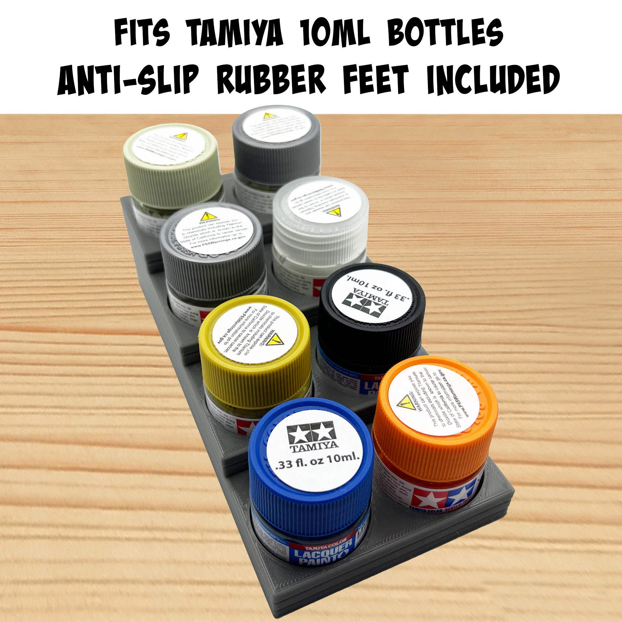 Anti-tip Tamiya Glue Bottle Holder Square Style With Anti-slip Rubber Feet  3D Printed Tamiya 87038 87182 