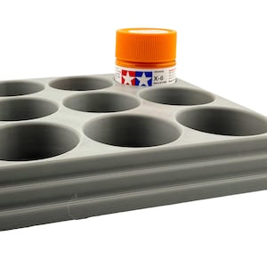 Jeff Did It 23ml Paint Bottle Holder - Holds 9 Bottles Compatible with Tamiya 23ml w Anti-Slip Rubber Feet - 3D Printed - Made in the USA