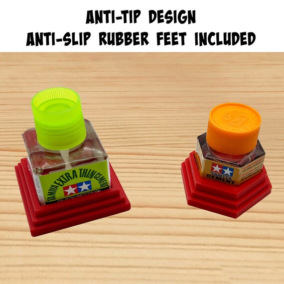 Anti-tip 3D Printed Tamiya Glue Bottle Holder Square & Hex Style 1 Each  W/rubber Feet Holds 1 Tamiya 42ml Square Bottle 1 20ml Hex Bottle 