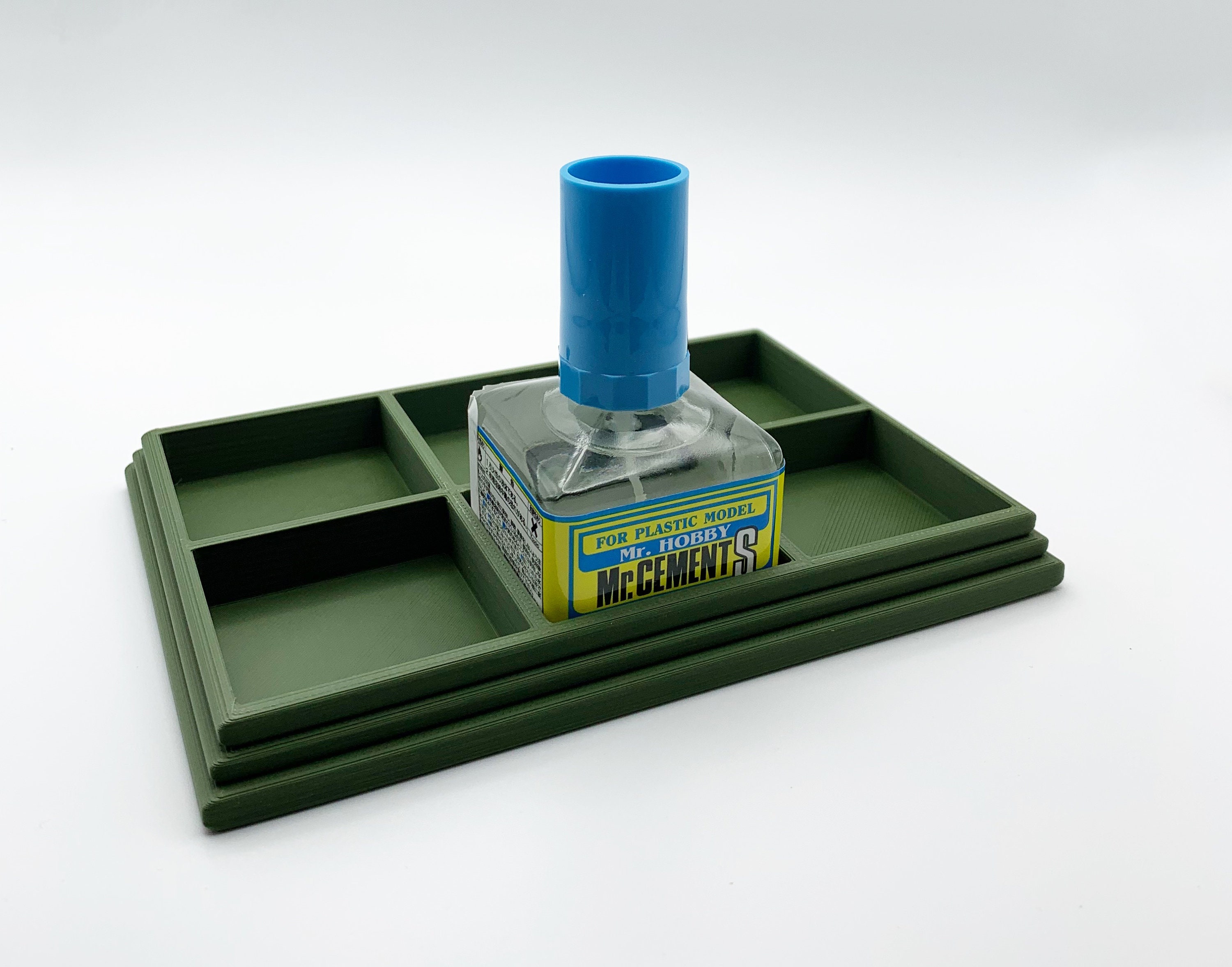 Anti-tip 3D Printed Tamiya Glue Bottle Holder Dual Square & Hex