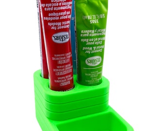 Jeff Did It! - Testors Glue / Putty Holder - Holds 4 Cement, Glue, Putty, etc & Tips - Anti-Slip Rubber Feet - 3D Printed - Made in the USA