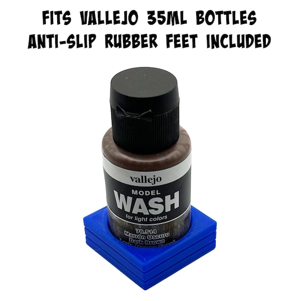 Vallejo 35ml Paint Bottle Holder - Holds 1 Vallejo 35ml Bottle with Anti-Slip Rubber Feet - 3d Printed