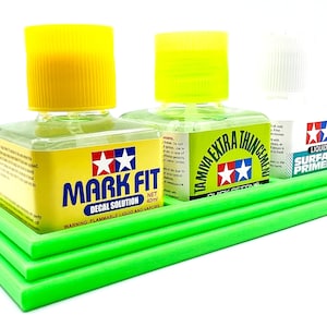 Tamiya Anti-Tip 3D Printed Tamiya Glue Bottle Holder Triple Square with Rubber Feet Tamiya 87038 87182