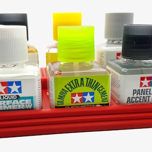 Anti-tip 3D Printed Double Tamiya Glue Square Bottle Holder With Rubber  Feet Tamiya 87038 87182 