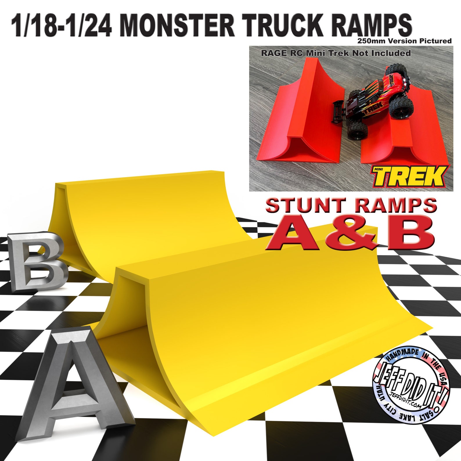 1/24th Monster Truck Stunt Ramp Set Includes 2 Stunt/jump Ramps - Wide ...