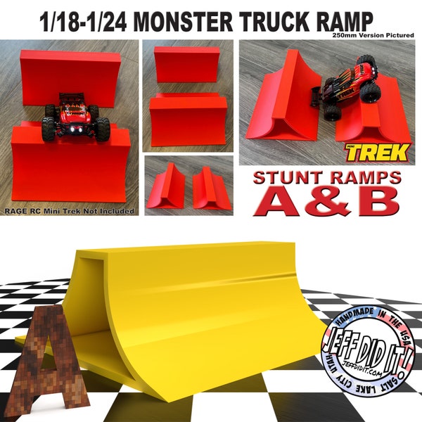 1/24th Monster Truck Stunt Ramp A - Works as Display Stand - Includes Anti Slip Rubber Feet - Catch Big Air! - FREE SHIPPING