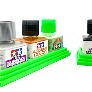 Anti-Tip 3D Printed Tamiya Glue Bottle Holder Dual Square & Hex Style + Single Square 1 Each w/Rubber Feet Tamiya 87038 87012