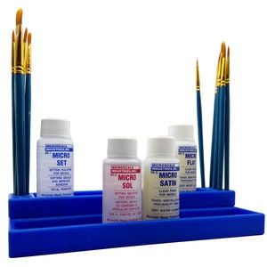 Microscale Industries, Inc. Micro Set, Micro Sol, Micro Flat, Micro Satin, 1 oz. Bottles, One of Each with Make Your Day Paintbrush Set