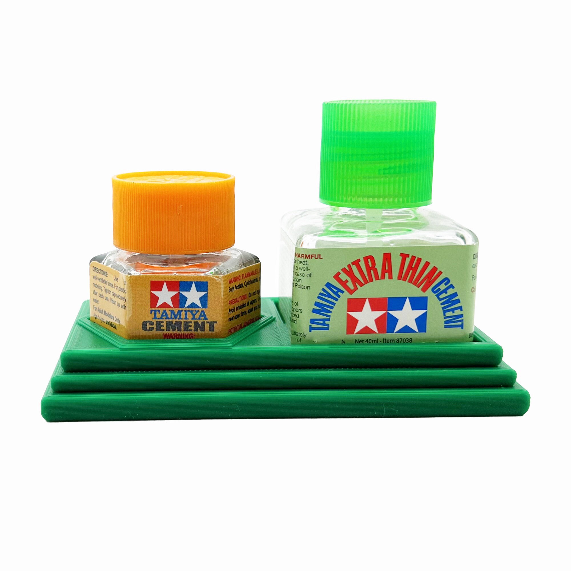 Anti-tip 3D Printed Tamiya Glue Bottle Holder Stepped 3 Square and