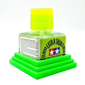 Tamiya Anti-Tip Glue Bottle Holder Square Style with Anti-Slip Rubber Feet - 3D Printed - Designed & Made in the USA - 87038 87182