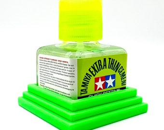 Tamiya Anti-Tip Glue Bottle Holder Square Style with Anti-Slip Rubber Feet - 3D Printed - Designed & Made in the USA - 87038 87182