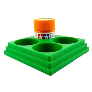 Jeff Did It 23ml Paint Bottle Holder S- Holds 4 Bottles Compatible with Tamiya 23ml w Anti-Slip Rubber Feet - 3D Printed - Made in the USA