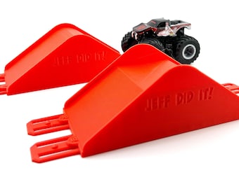 Jef deed het! - Hot Wheels Monster Truck - Set met 2 baans jump/roll-over - 3D-geprint - Ontworpen en gemaakt in de VS - Gratis verzending